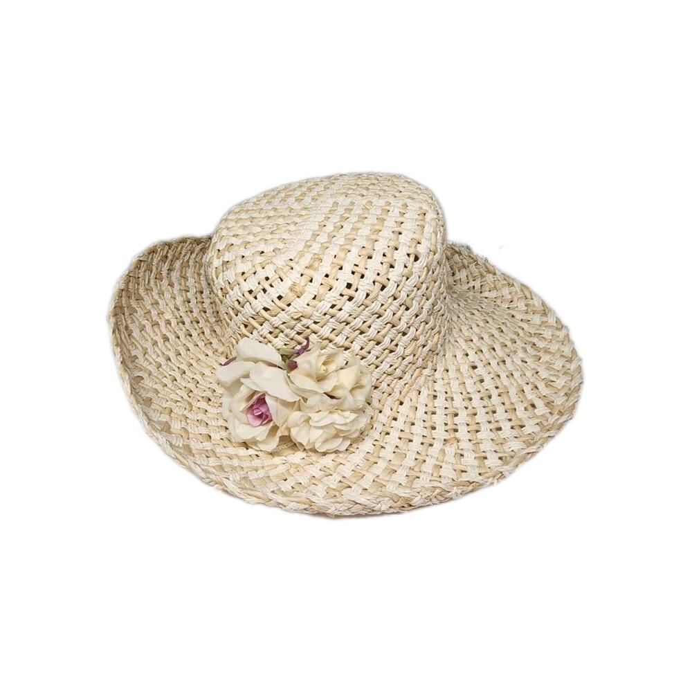 Accessories Kmart floppy brim Wooven beach Summer Women's hat Floral With Tag